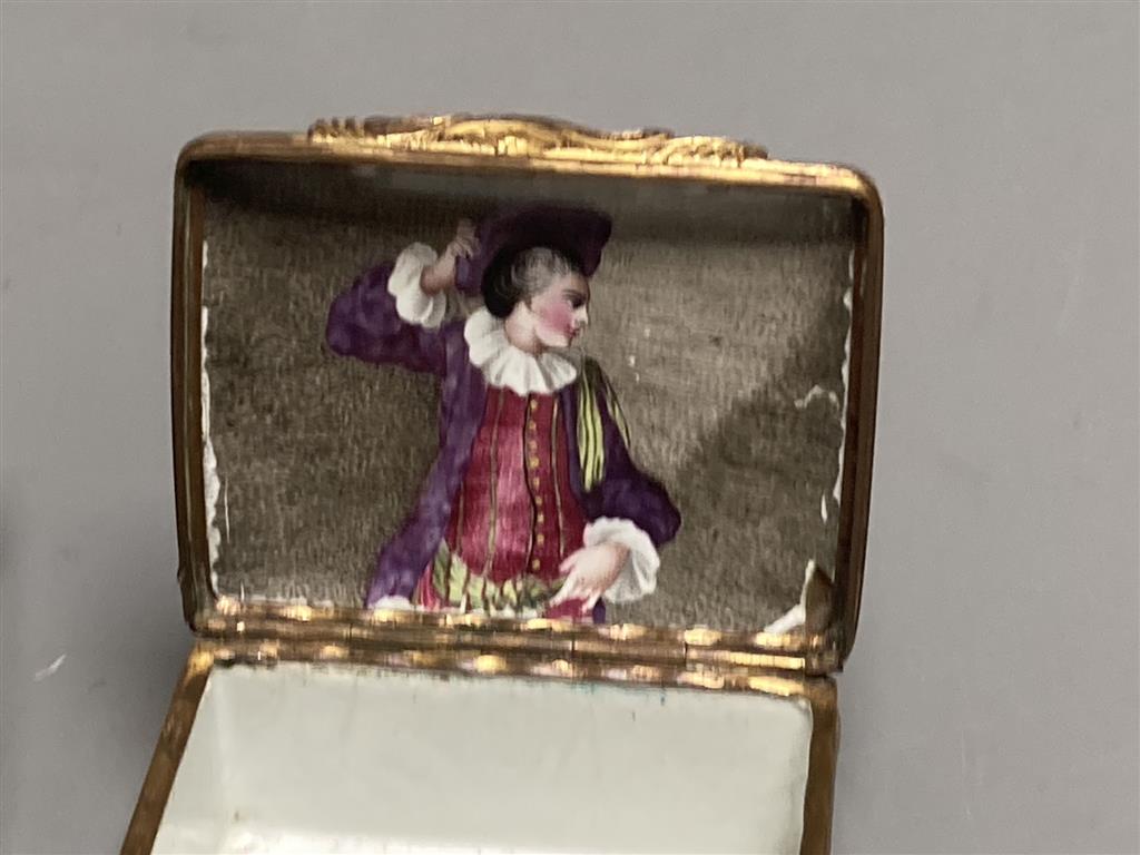 Two 18th century white enamelled snuff boxes, largest 8.5cm.